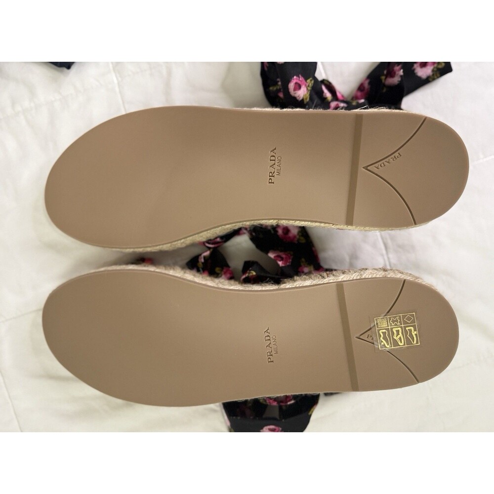 New Prada Floral Scarf Tie Espadrille Sandals size 8! - Picture 5 of 8